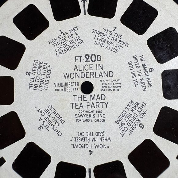 Vintage 1952 View-Master Reel FT-20B Alice In Wonderland The Mad Tea Party With - Picture 2 of 3